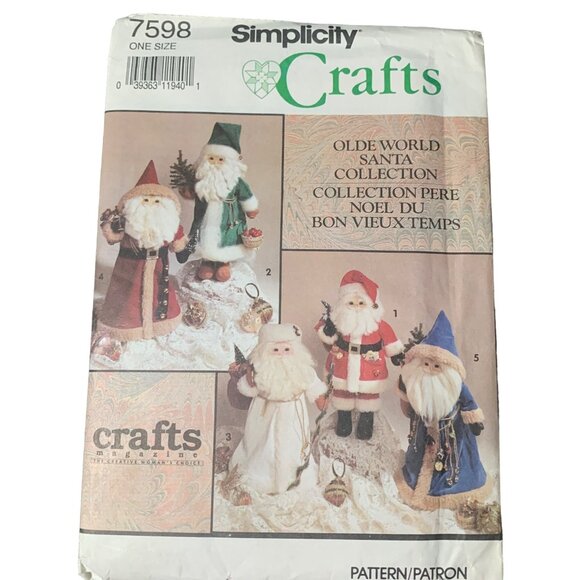 Simplicity Crafts Olde World Santa Collection Pattern #7598 uncut 1990s - Picture 1 of 3